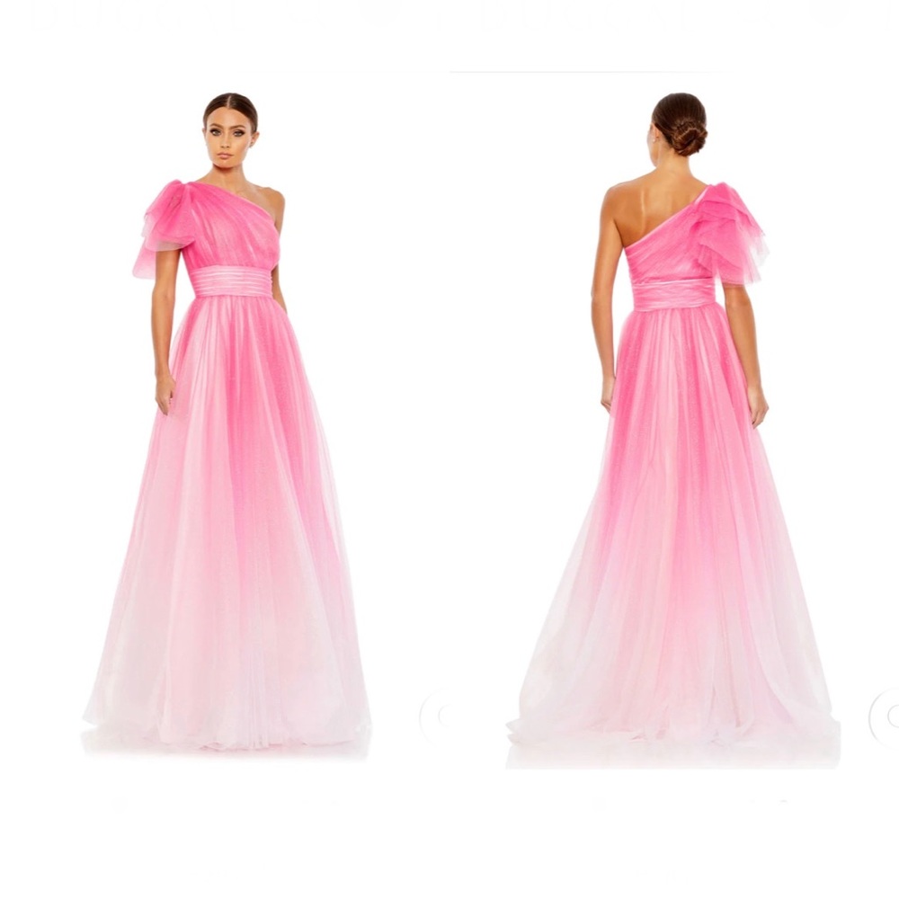 Mac Duggal Pink Ombré One-Shoulder Gown
